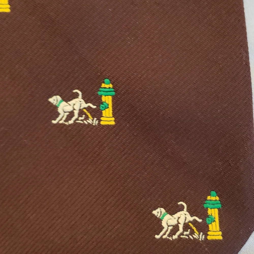 Vintage Dog Peeing on Fire Hydrant Tie Union Made